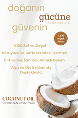 %100 Soğuk Sıkım Organik Hindistan Cevizi Yağı 150 ml Cilt, Saç ve Gıda Kullanımına Uygun