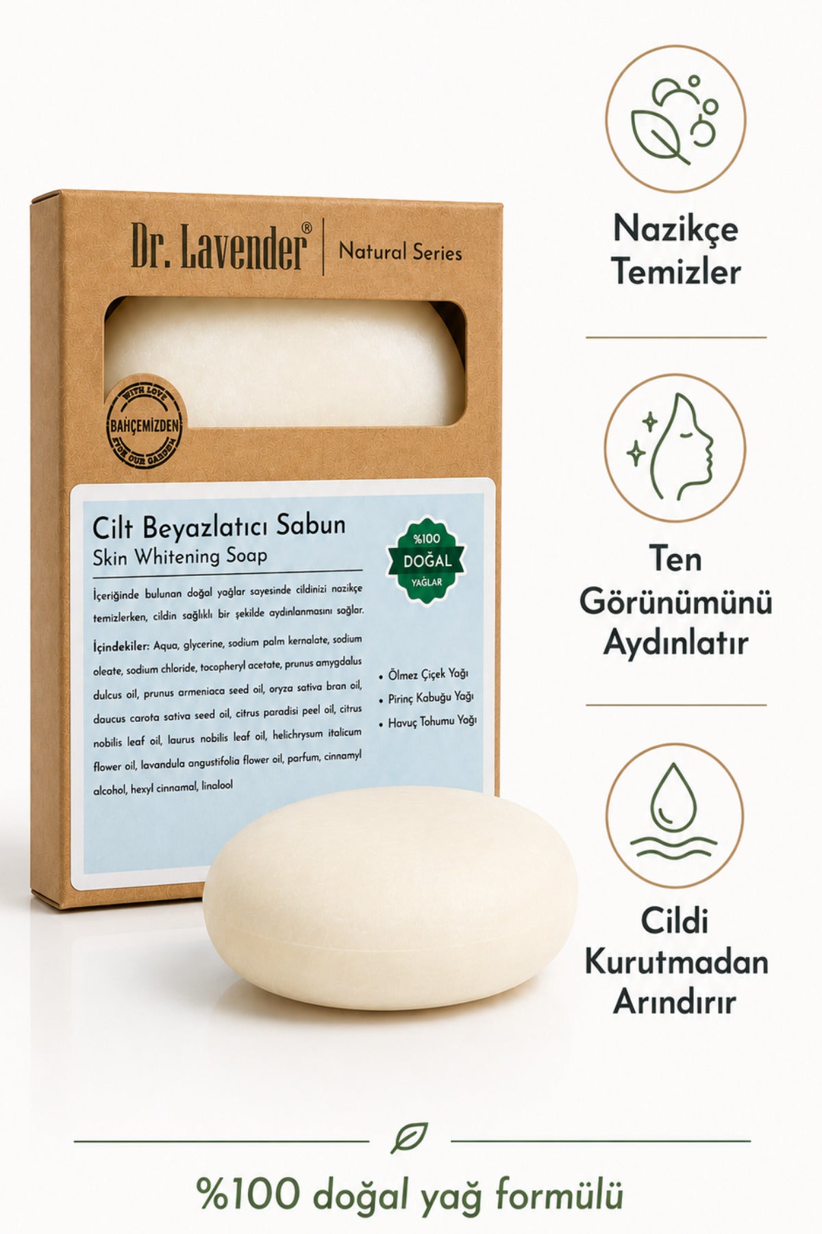 Dr.Lavender Ten Tonu Eşitleyici Sabun — Pirinç Kabuğu ve Havuç Tohumu Yağlı 90 g - görsel 2