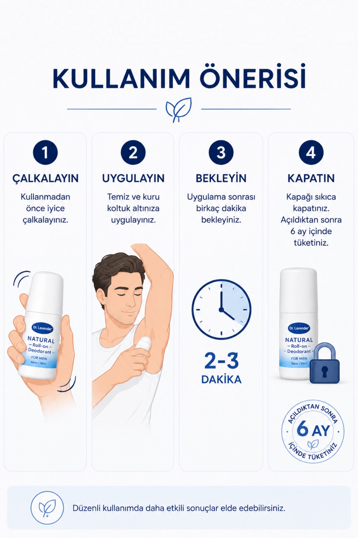 Dr.Lavender Natural Roll-On Deodorant Erkek 50 ml Nane/Mint Alkolsüz Alüminyumsuz Parfümsüz - görsel 6