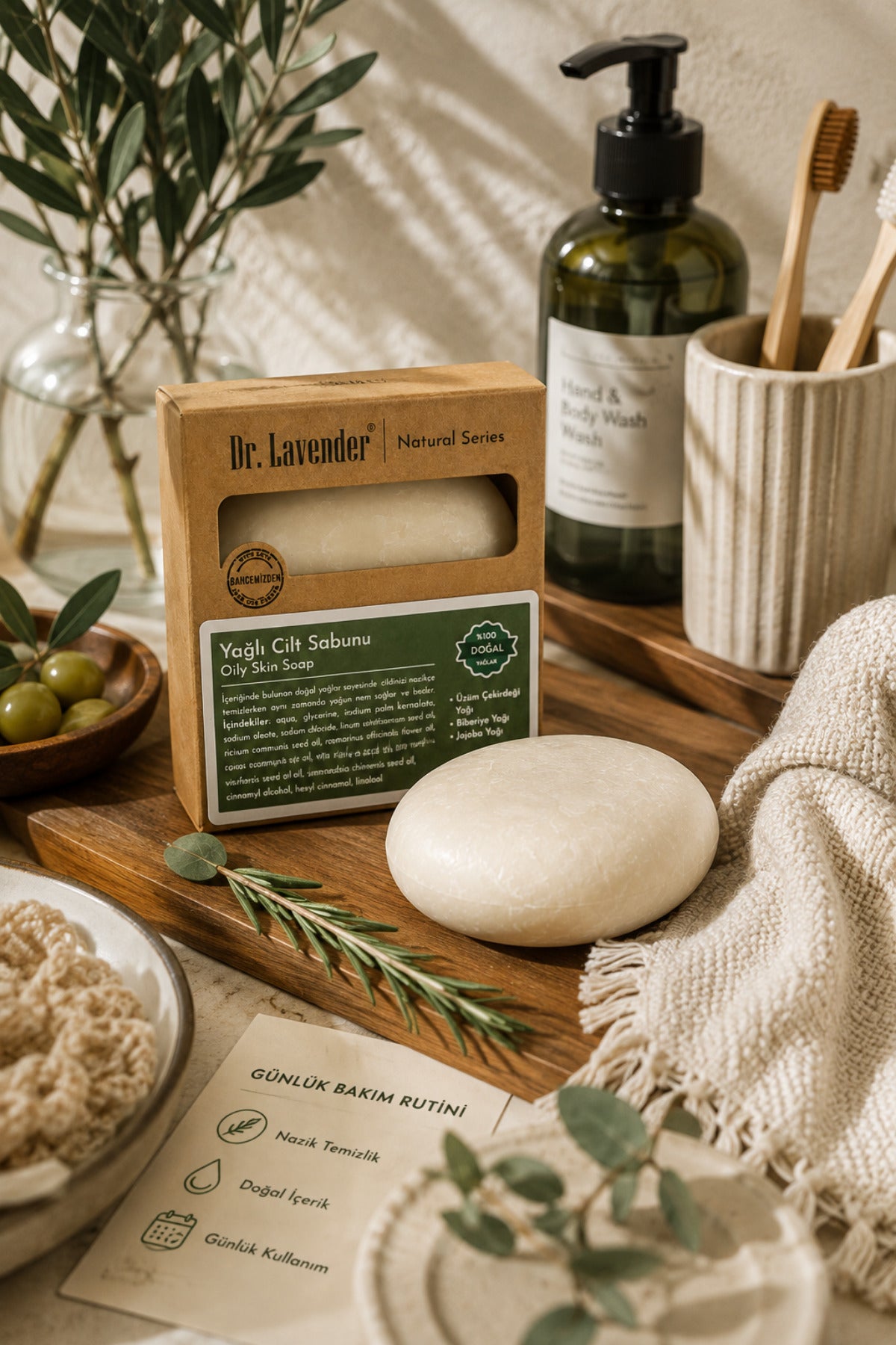 Dr.Lavender Doğal Yağlı Cilt Sabunu — Üzüm Çekirdeği Biberiye Jojoba Yağlı Katı Sabun 90 g - görsel 4