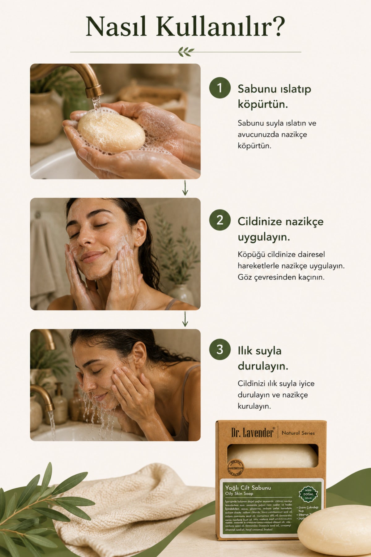 Dr.Lavender Doğal Yağlı Cilt Sabunu — Üzüm Çekirdeği Biberiye Jojoba Yağlı Katı Sabun 90 g - görsel 5