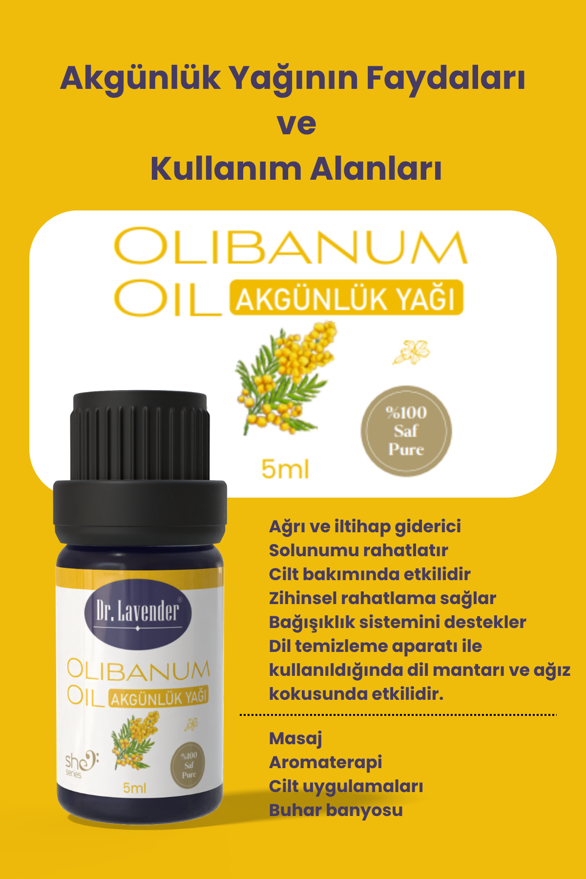 %100 Saf Akgünlük Yağı 5ml | Olibanum Oil | Dil Mantarı Karşıtı - Aromaterapi - Cilt Bakımı