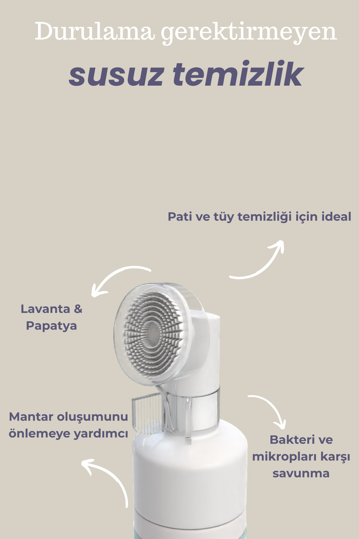 Kedi & Köpek Fırçalı Pati Temizleme Köpüğü | Susuz Vegan Şampuan 160ml