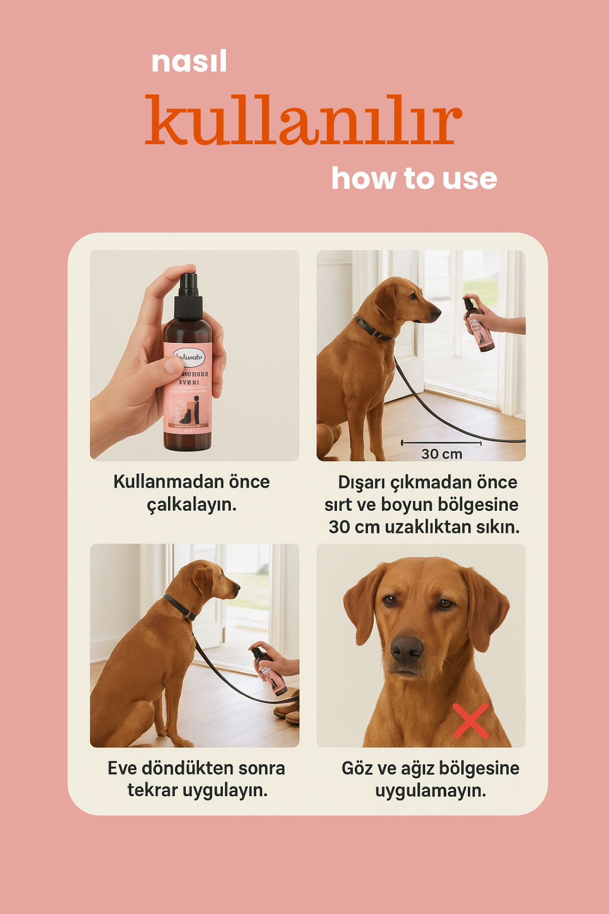 Pet Tüy Koruyucu Bakım Spreyi Lavanta ve Portakal Kabuğu Yağlı
