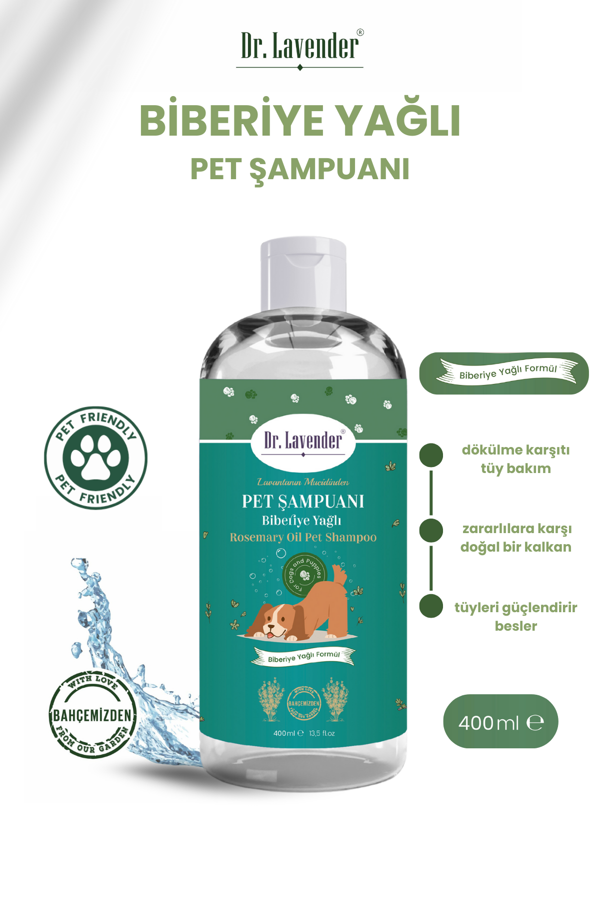 Biberiye Yağlı Köpek Şampuanı 400 ml | Tüy Dökülmesine Ve Pirelere Karşı