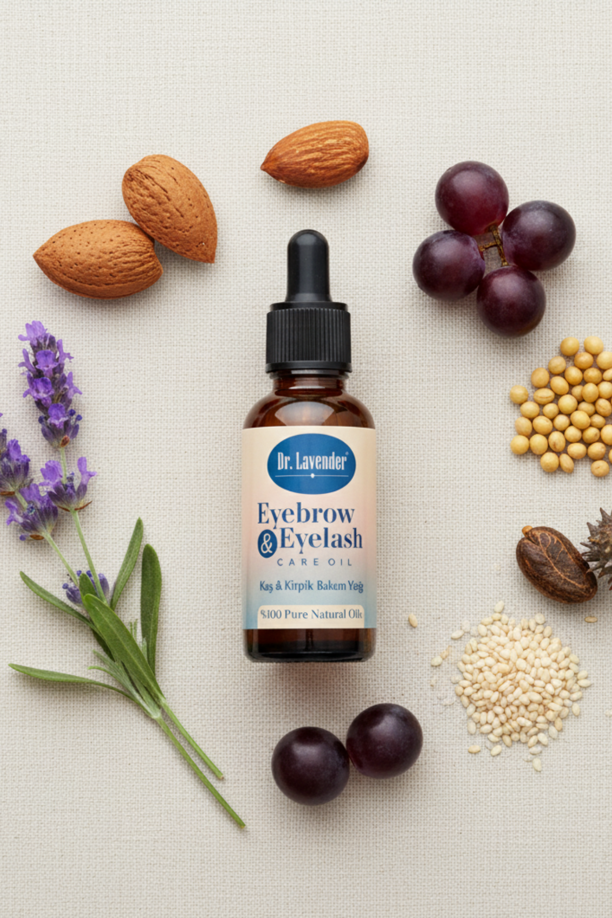 7 Doğal Yağlı Kaş Kirpik Bakım Serumu Fırça Hediyeli - Hint Yağı ve E Vitamini Besleyici 30 ml